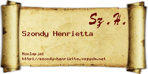 Szondy Henrietta névjegykártya